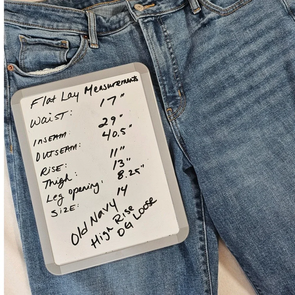 Old Navy OG Loose High Rise Jeans Womens 14 Medium Wash Straight Leg Denim
